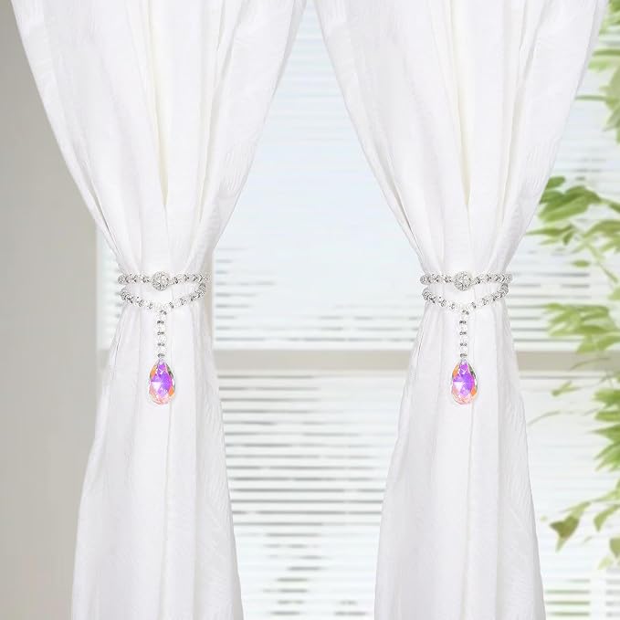 SUQ I OME 2 Pack of Luxury Crystal Beaded Magnetic Curtain Tieback and Holdback - Image 6