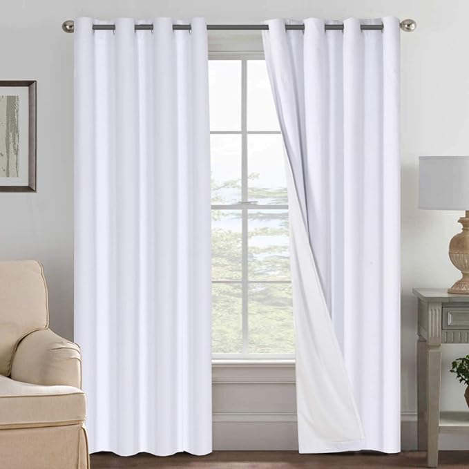 H.VERSAILTEX Linen Blackout Curtains 84 Inches Long 100% Blackout Thermal by HVERSAILTEX