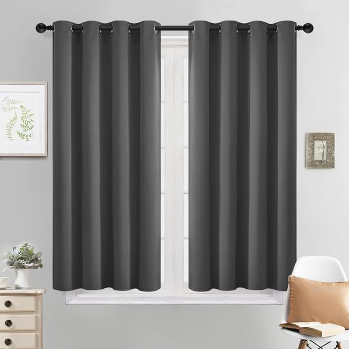Yakamok Charcoal Grey Curtains 54 Inches Length Blackout Curtain by Yakamok