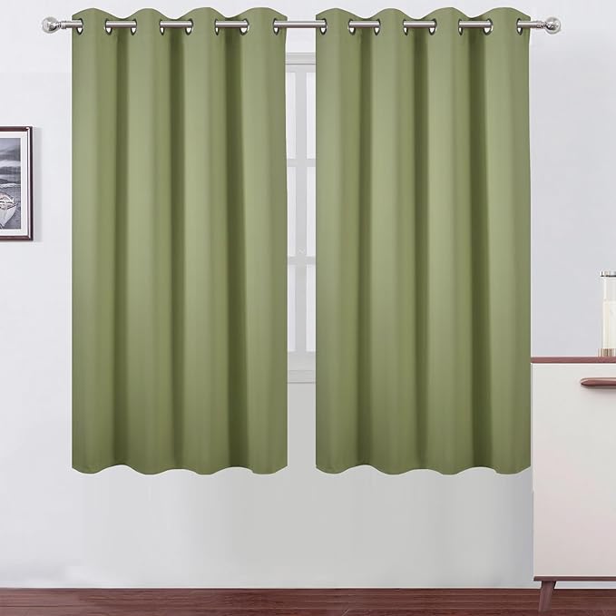 LEMOMO Sage Green Blackout Curtains 52 x 63 Inch Length/Set of 2 Curtain by Lemomo