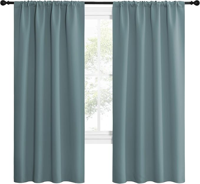 NICETOWN Greyish Blue Blackout Curtains Panels - Image 2