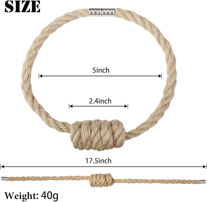 BEL AVENIR Magnetic Jute Curtain Tiebacks, Decorative Drapery Holdbacks - Image 2
