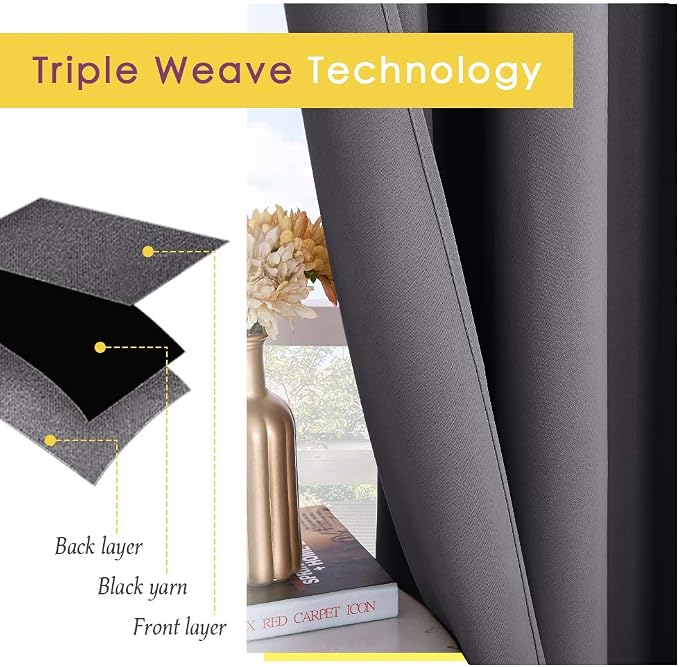 NICETOWN Bedroom Curtains Blackout Drapery Panels, Three Pass Microfiber - Image 4