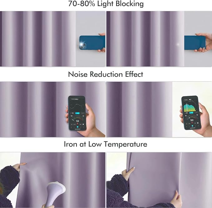 MIULEE Lilac Back Tab Blackout Curtains 84 Inch Length 2 Panels Set - Image 5