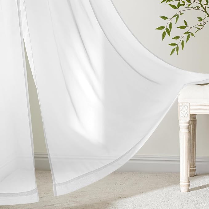 MIULEE White Valance for Windows, 4 Panels Set, Light Filtering Small Short - Image 6