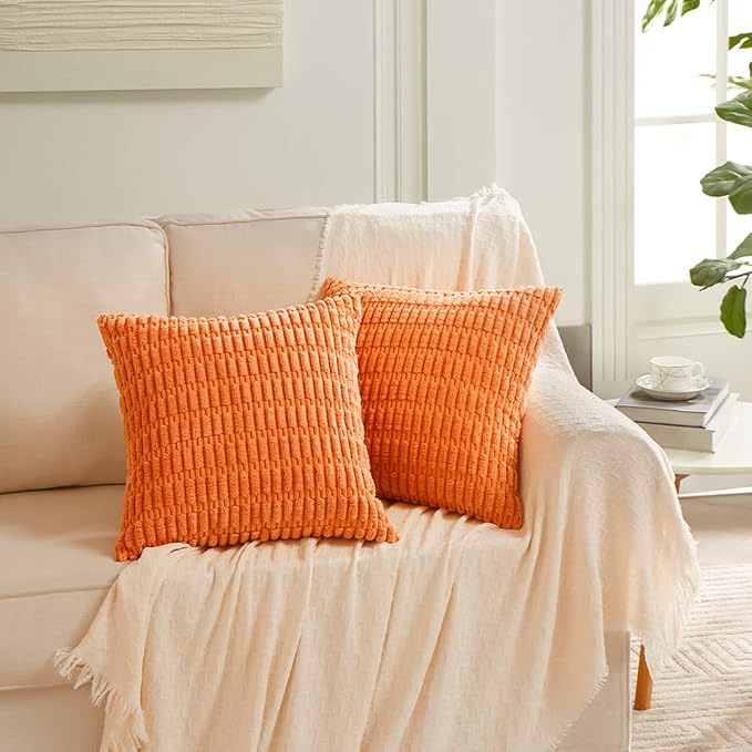 Fancy Homi 4 Packs Orange Fall Decorative Throw Pillow Covers 22x22 Inch - Image 6