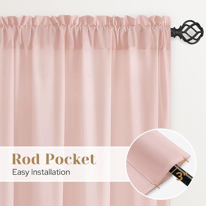 HOMEIDEAS Non-See-Through Blush Pink Privacy Sheer Curtains 52 X 84 Inches Long - Image 7