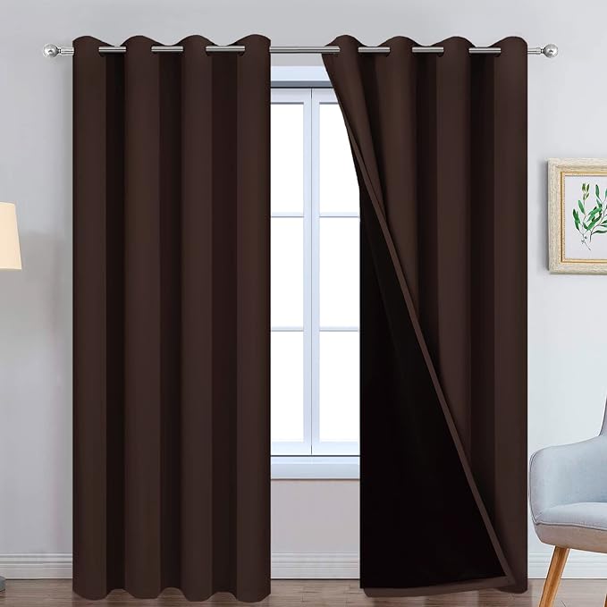 Yakamok Blackout Curtains 96 Inches Long, 2 Thick Layers Grommet Top Thermal by Yakamok