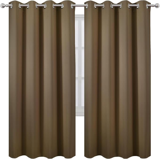 LEMOMO Brown Thermal Blackout Curtains/52 x 72 Inch/Set of 2 Panels Room - Image 2