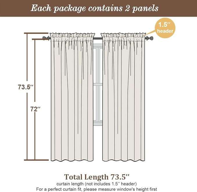 Chyhomenyc Chocolate Sheer Curtains 72 Inches Long 2 Panels Set, Light - Image 4