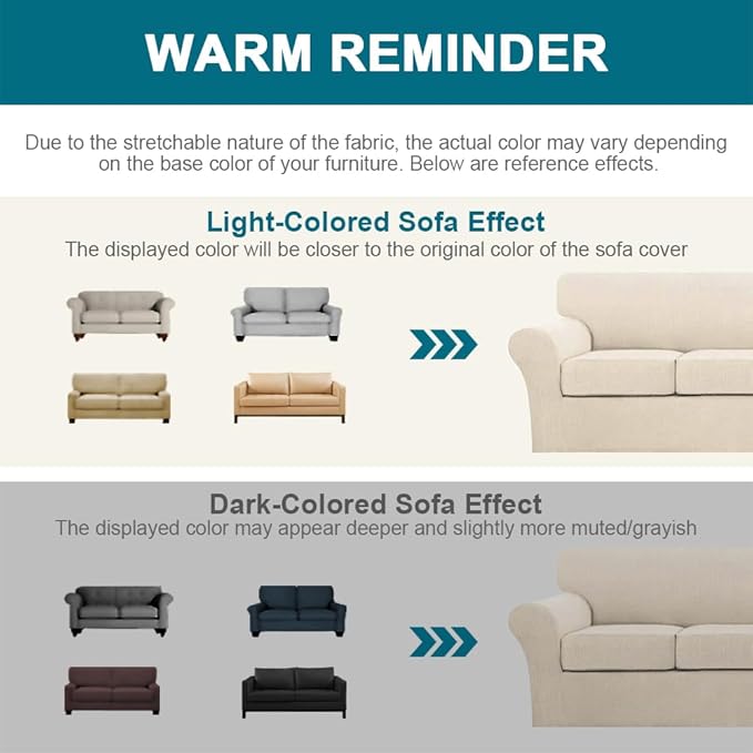 Turquoize 3 Piece Sofa Covers for 2 Cushion Couch Sofa Slipcover Soft Cover for - Image 6