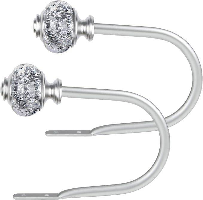 2 Pack Silver Curtain Holdbacks, USFOOK Decorative Drapery Tiebacks, Curtain by USFOOK