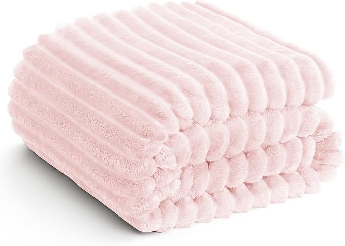 HIMEET Pink Ribbed Queen Size Blanket by Unknown
