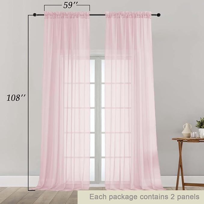 Extra Long Blush Sheer Curtains - Image 2