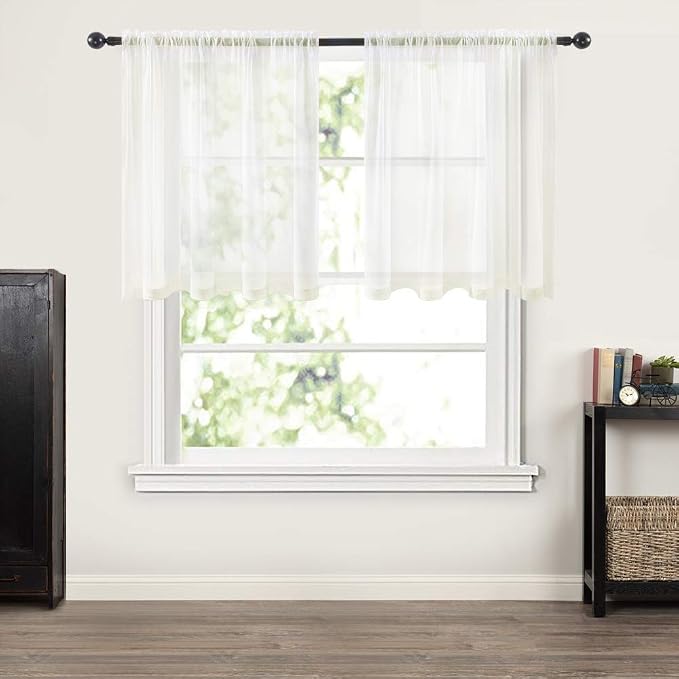 MIULEE 2 Panels Kitchen Tiers Half Window Sheer Curtains Rod Pocket Voile Drapes - Image 6