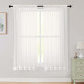 Sheer Ivory Curtains for Bedroom Living Room 63 Inch Length 2 Panels, Airy Soft by WelvetBLK