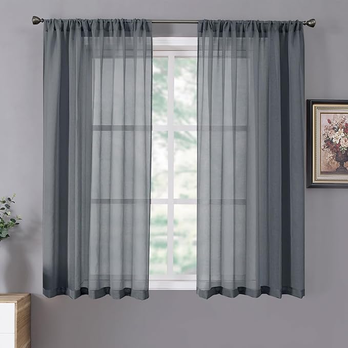 Tollpiz Sheer Curtains Living Room Linen Textured Curtain Sheers Light by Tollpiz