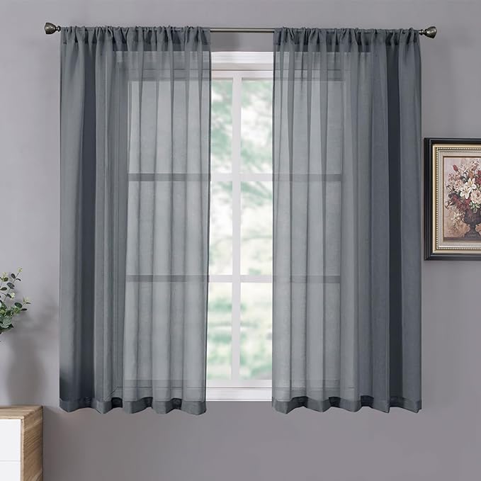 Tollpiz Sheer Curtains Linen Textured Living Room Curtain Sheers Light by Tollpiz