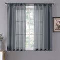 Tollpiz Short Sheer Curtain Linen Textured Living Room Curtains Sheer Light by Tollpiz