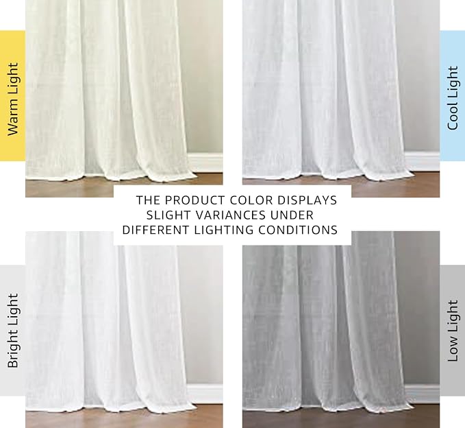 NICETOWN White Sheer Linen Curtains - Image 3