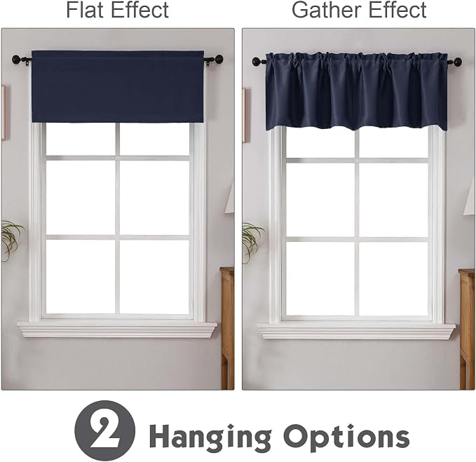 Chyhomenyc Navy Blue Valances for Window, Room Darkening Short Curtains for - Image 2