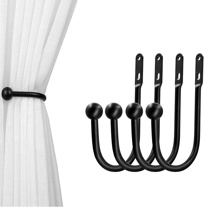 VRSS Wall Mount Curtain Tiebacks Drapery Holdbacks Curtain Holdback Hooks 6" L by VRSS