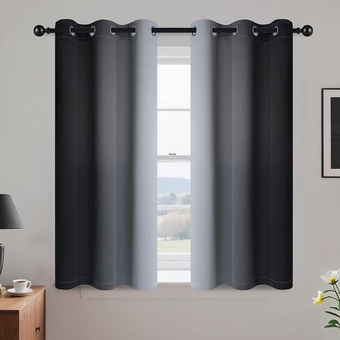 Yakamok Room Darkening Ombre Curtains 45 Inch Length, Light Blocking Grommet by Yakamok