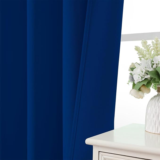 CUCRAF Royal Blue Blackout Curtains 108 inch Length 2 Panels Set, Rod Pocket - Image 6