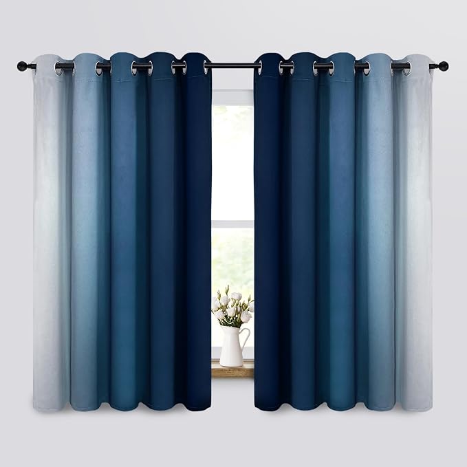 Yakamok Blue Ombre Curtains Room Darkening Grommet Curtains - Image 2