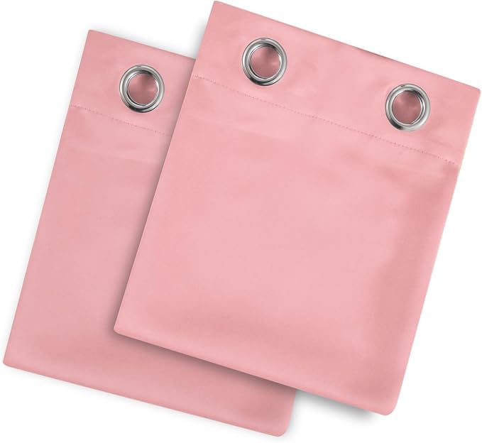 LEMOMO Blackout Curtains 66 x 54 Inch Long Pink Curtains Set of 2 Panels Room - Image 9