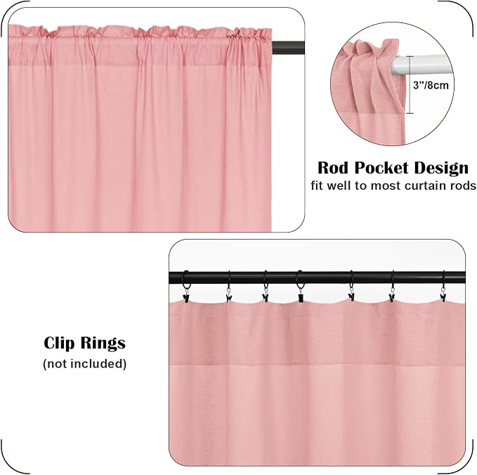 FRAMICS Farmhouse Kitchen Curtains 36 Inch Length, Rustic Cotton Linen Tier - Image 8