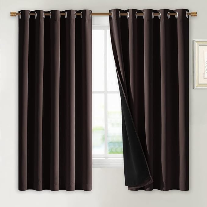 NICETOWN 100% Blackout Lined Curtains, 1 Pair, 2 Thick Layers Completely by NICETOWN