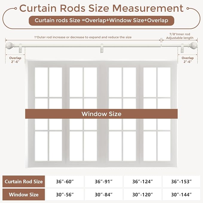 2 Pack Antique White Curtain Rods - Image 6