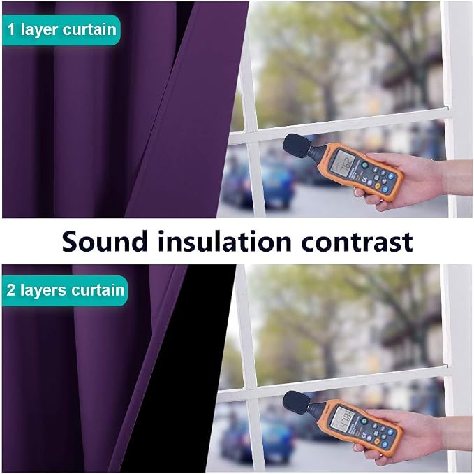 NICETOWN Royal Purple Full Shade Curtain Panels, 62 x 84 inch, Pair of Energy - Image 4