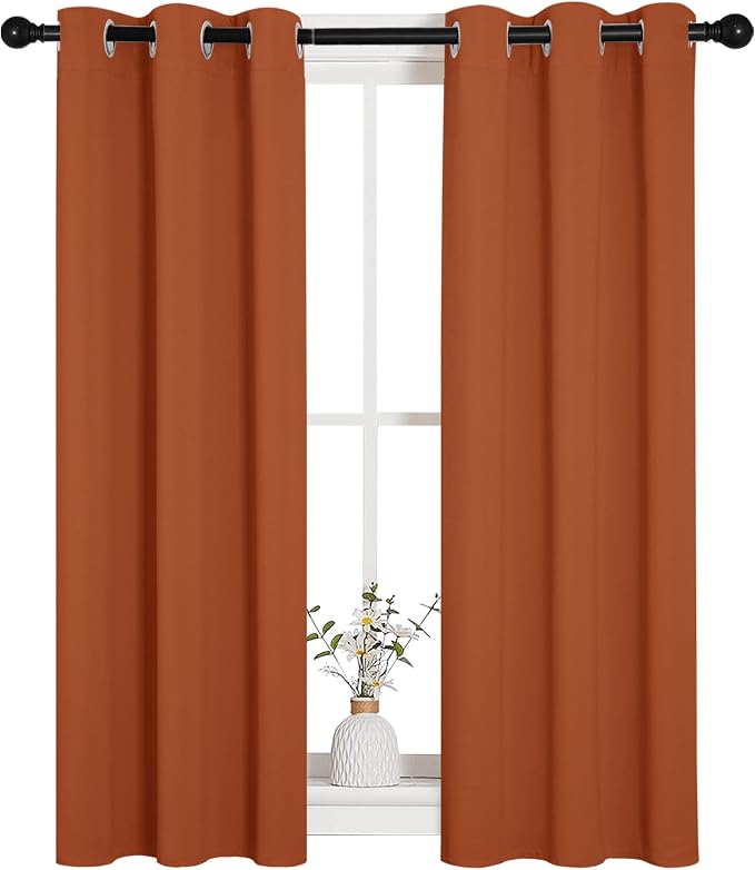 NICETOWN Burnt Orange Window Curtains Blackout Drapes, 1 Pair, 29 by 40 inches - Image 2