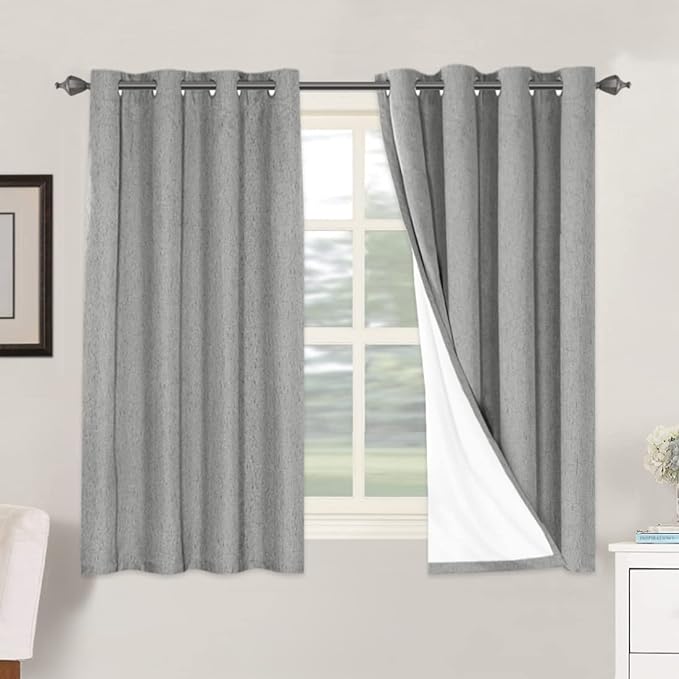 H.VERSAILTEX Linen Blackout Curtains 54 Inches Long 100% Blackout Thermal by HVERSAILTEX