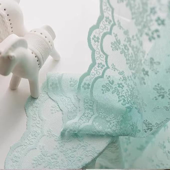 YJ YANJUN Vintage Lace Curtains 96 Inches Long-Victorian Floral Pattern Aqua by YJYANJUN