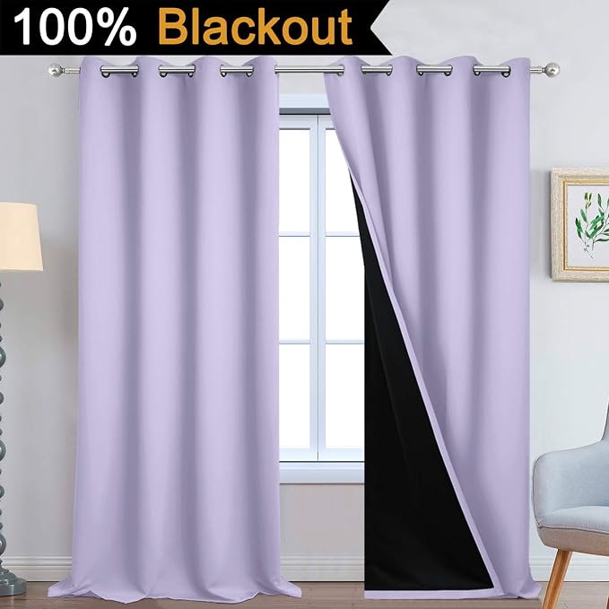 Yakamok 100% Blackout Curtains Energy Saving Thermal Insulated 2 Thick Layers - Image 2