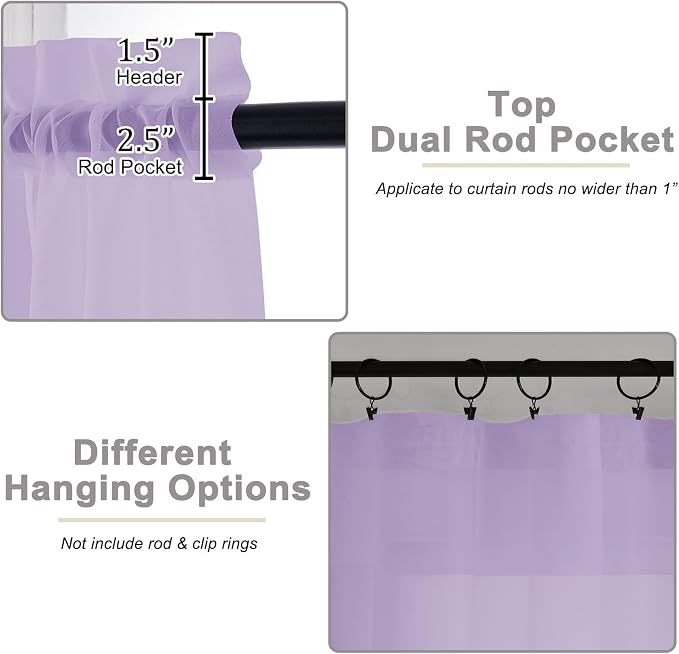 Extra Long Sheer Lavender Curtains - Image 4
