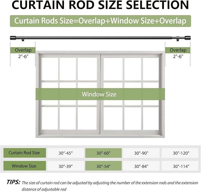 5/8” Diameter Curtain Rods 30-60 Inch, - Image 2