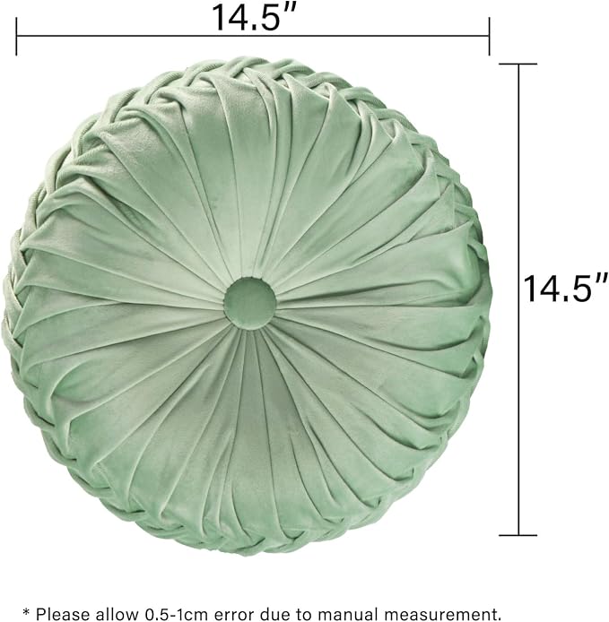 HIG Set of 2 Decorative Round Pleated Throw Pillows, Classy Accent Pumpkin - Image 4