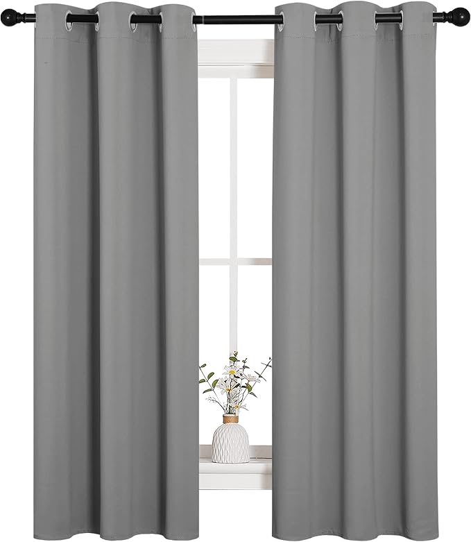 NICETOWN Silver Grey Blackout Curtain Panels - Image 2