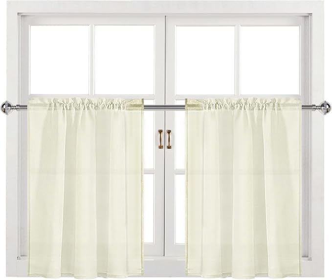 DWCN Ivory Sheer Curtains for Kitchen Windows - Image 9