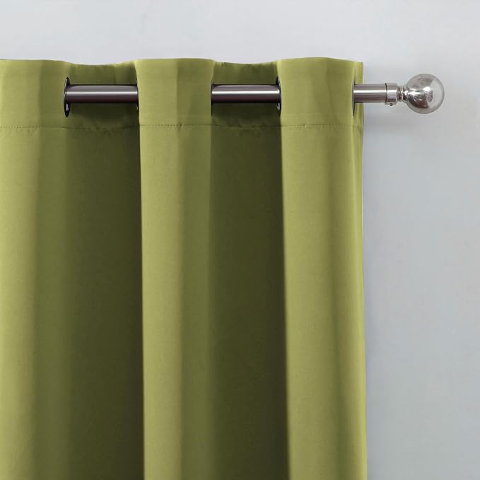 LEMOMO Blackout Curtains 52 x 120 Inch Long Olive Green Curtains Set of 2 - Image 6