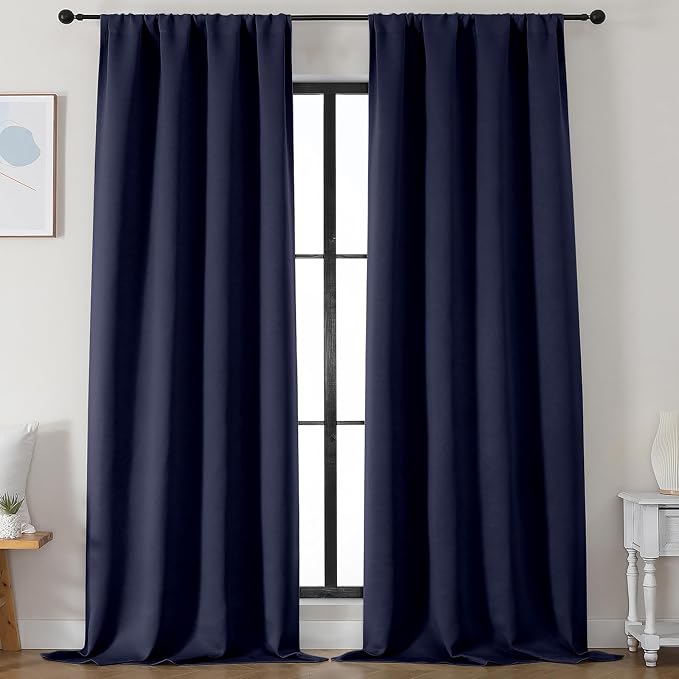 Simplebrand Ava Navy Blue Blackout Curtains by Simplebrand