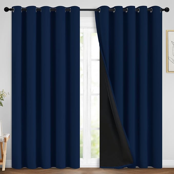 Yakamok Navy Blue 100% Blackout Curtains Energy Saving Thermal Insulated 2 by Yakamok