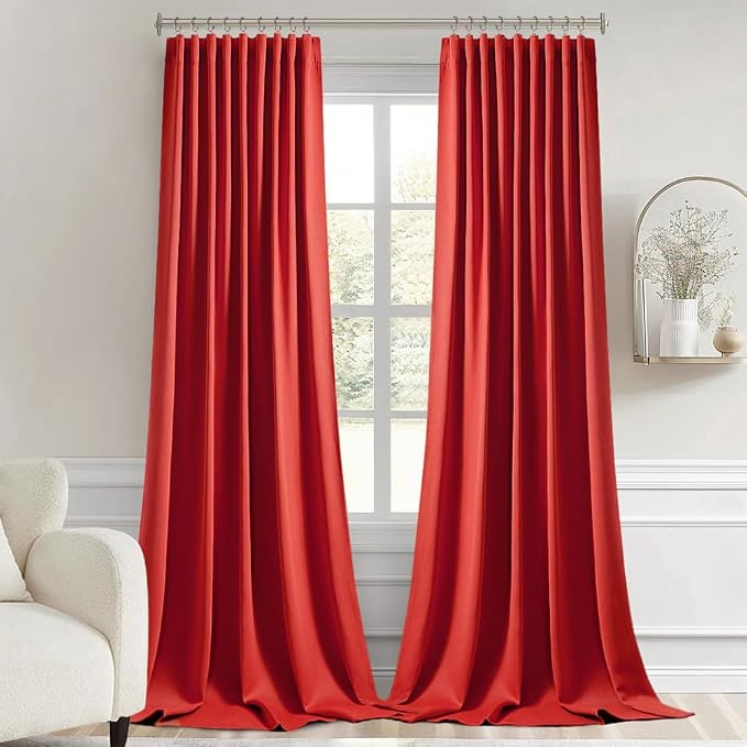 MIULEE Christmas Red Back Tab Blackout Curtains 120 Inch Long 2 Panels Set - Image 9