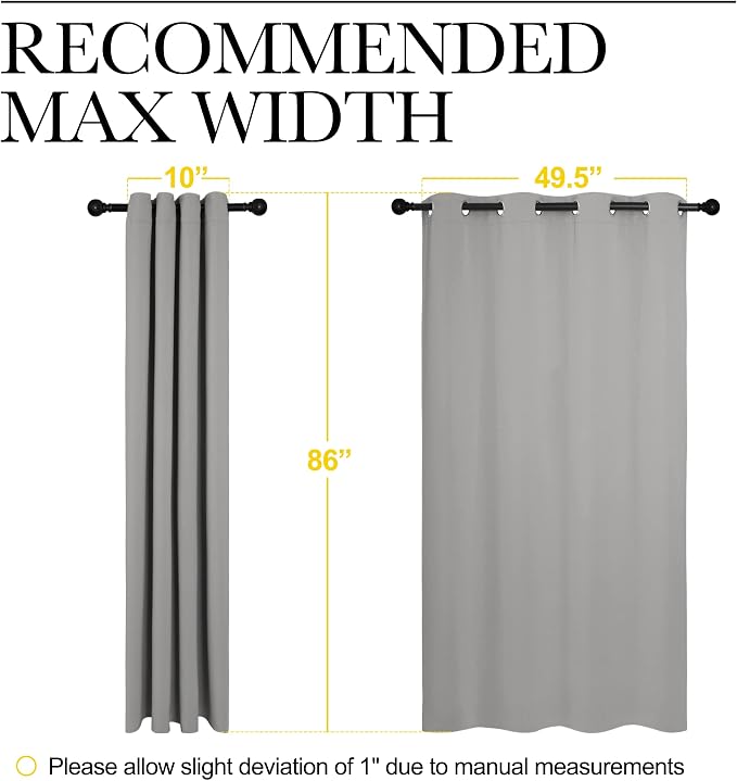 NICETOWN Silver Grey Room Darkening Curtain Panels 86" Long - Image 7