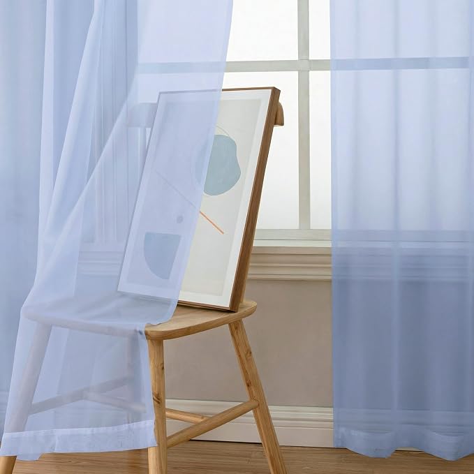 OWENIE Sheer Curtains 63 Inch Length 2 Panels Set - Image 5
