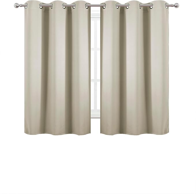 LEMOMO Light Beige Blackout Curtains 42 x 54 Inch Length Set of 2 Panels - Image 2